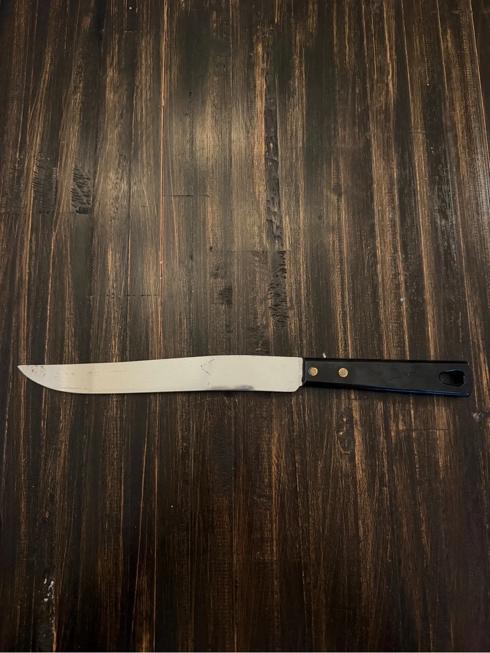Vintage Royal Brand Sharp Cutter Stainless Steel 8” Blade Black Handle 12” Knife